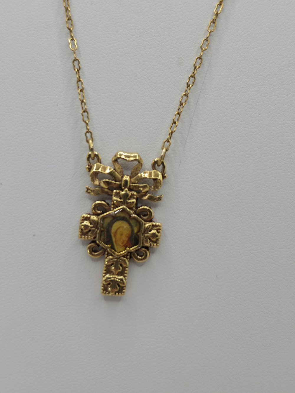 The Vatican Library Georgian Era Gold Link Mourning Madonna Cameo Necklace